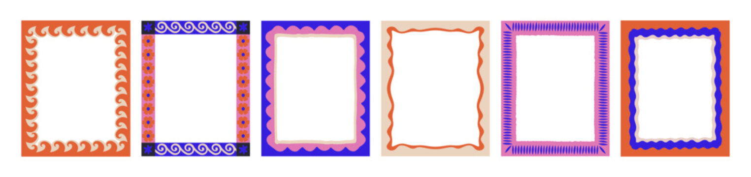 Vector set of hand drawn cut out style frames and borders - abstract design elements for wedding, birthday party invitations, greeting cards, prints