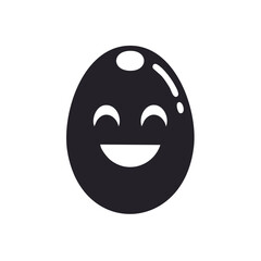 Fototapeta premium Smiling Black Egg Character with Closed Eyes Happy Face for Easter Holiday Graphics and Designs Isolated on White