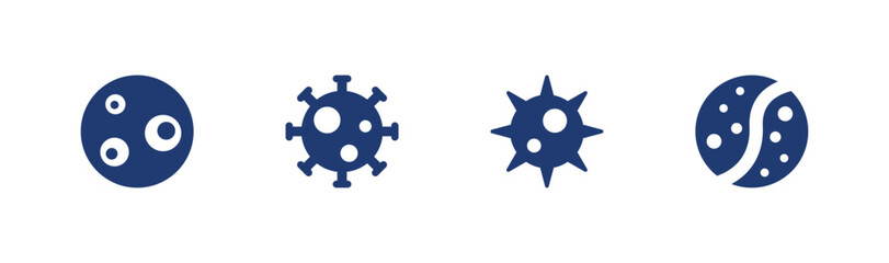 Virus icon set. Bacteria germ microorganism infection cell symbols. Solid icon collection.