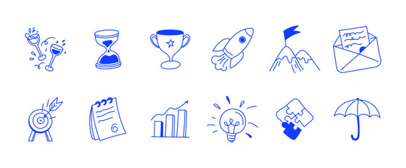 Vector illustration in simple line hand drawn style, business concepts and spot illustrations, marketing, entrepreneurship, partnership