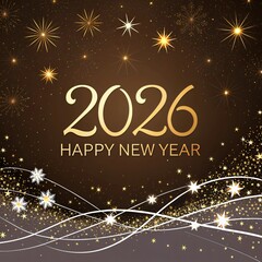 Celebrate 2026 New Year with golden fireworks and sparkles