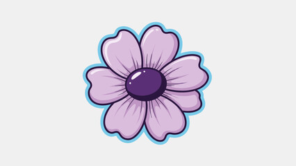 Stylized Purple Flower with Rounded Petals and Dark Purple Center.