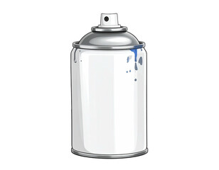 White spray can with blue paint drips