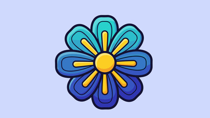 Stylized Flower Illustration with Blue Petals and Yellow Center.