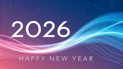 Vibrant 2026 Happy New Year celebration background with dynamic lights