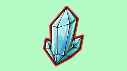 Illustration of a Pointed Blue Crystal with Red Outline.