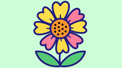 Colorful Daisy Flower Illustration with Yellow and Pink Petals.