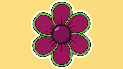 Illustration of a Vibrant Purple Flower with Green Accents.