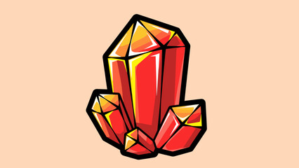 Illustration of a Cluster of Red and Orange Crystals.