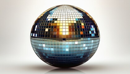 reflective sphere covered in mirrored squares isolated on a white background shiny