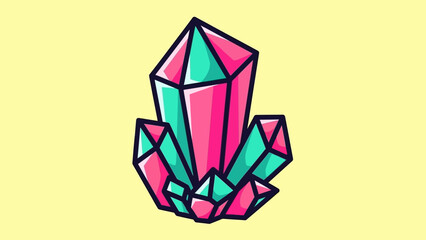 Vibrant Crystal Cluster - A Colorful Gemstone Illustration with Geometric Facets.