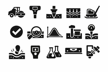 Construction and testing icons for soil and material analysis