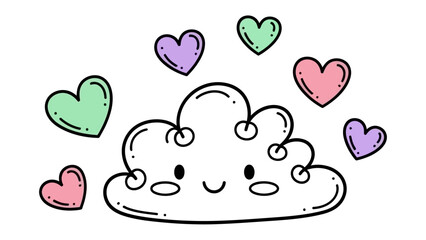 Cloud of Affection: A cheerful cloud smiles, surrounded by a constellation of vibrant hearts, conveying a sense of warmth, love, and lightheartedness. © Abu