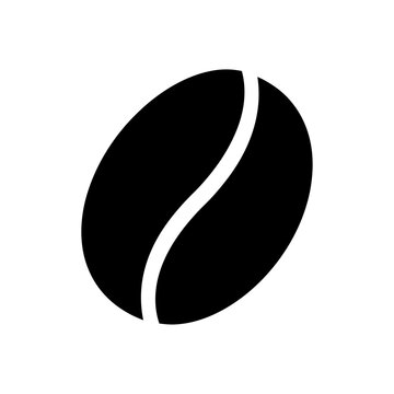 Minimalist black and white coffee bean icon representing coffee and caffeine