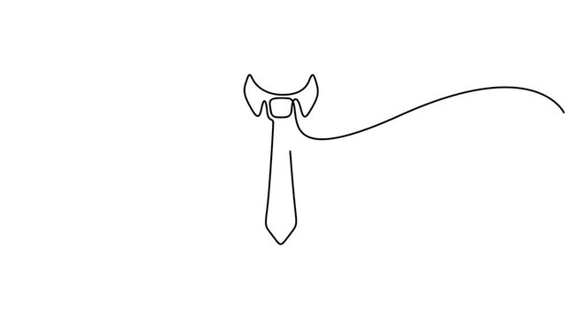 Self animated continuous one-line drawing of a necktie. Single line art necktie vector illustration