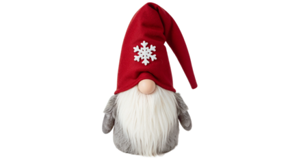 Christmas gnome with red hat and white snowflake decoration  
