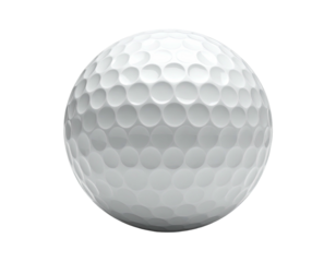 White golf ball with dimples on a black background