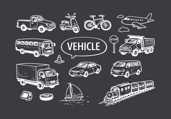 Hand-Drawn Chalkboard Style Vehicle Collection