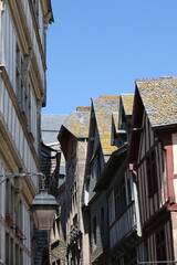 Old buildings vertical street photography.