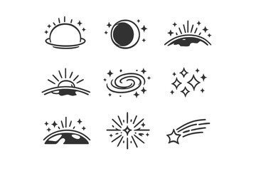 Set of Celestial Icons with Subtle Glow Effect © icon_art
