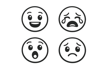 Fototapeta premium Four Emotion Icons on Gray Background