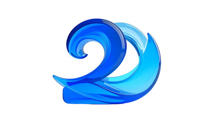 Obraz premium Glossy, abstract, two-part design with a wave-like form in shades of blue