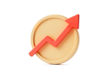 Gold Coin with a Red Zigzag Upward Arrow Symbolizing Stock Market Trends