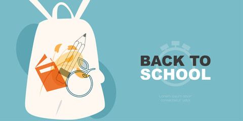 Back to School banner. Silhouette of a backpack. Modern design.