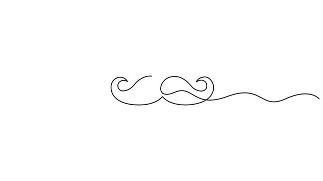 Self animated single continuous line art drawing of a stylized mustache vector illustration
