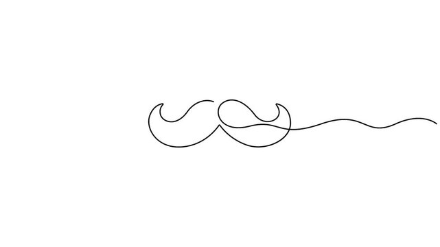 Single continuous one-line drawing of a moustache animation video.