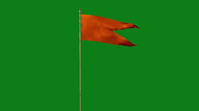 Orange flag waving on green background symbolizing caution or warning