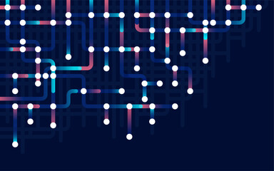 Circuit connect lines. Network technology and Connection concept. Decentralized network nodes connections