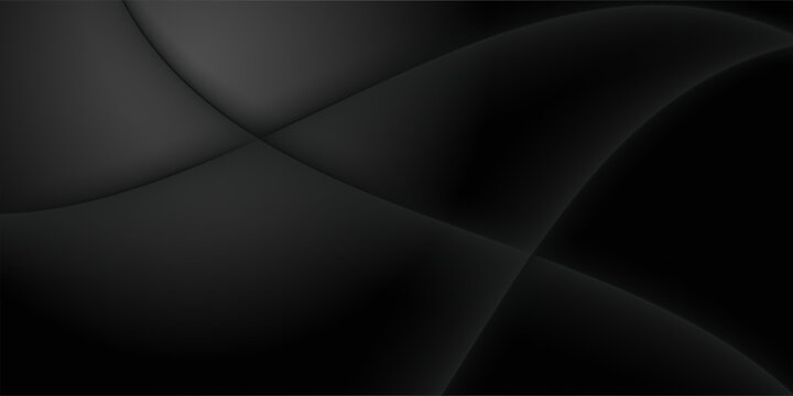 Dark deep black dynamic abstract vector background with wavy lines. Modern creative halftone premium gradient. 3d cover of business presentation banner for sale event night party. Soft shadow dots