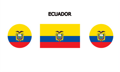 Fototapeta premium Flag of Ecuador country in high quality (rectangle and circle shape)