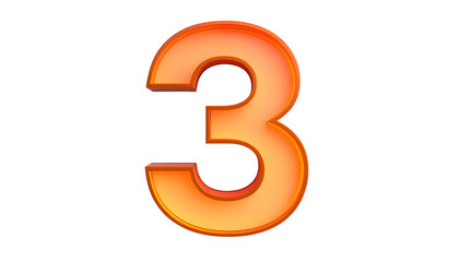 A vibrant, orange-hued, three-dimensional number "3" floats against a stark black background. It appears to be glowing subtly