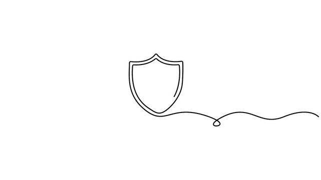 Self animated continuous one line drawing of Shield badge vector illustration