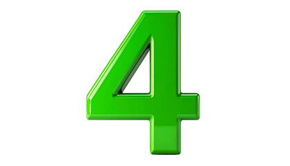 Fototapeta premium A 3D render of the number four is centered against a black background. The number has a glossy, green finish with a slight shine