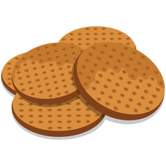 digestive biscuits, oatmeal digestive vector drawing.