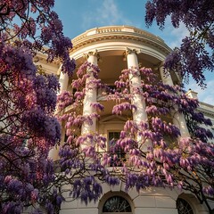 White House with Wisteria Blossoms - A Springtime View.