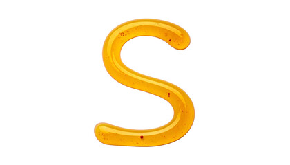 Naklejka premium A vibrant, glossy 'S' shape, resembling poured liquid, against a stark black backdrop