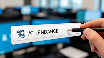 Attendance sign being written for the concept of business.