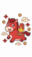 Cartoon Horse with Chinese New Year Elements