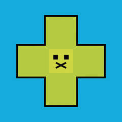 Pixelated Plus Sign with Face