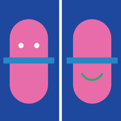 Abstract Faces with Pink and Blue