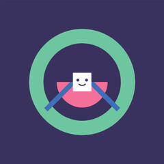 Abstract Smiling Character with Geometric Shapes