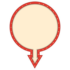 Retro Cartoon Arrow Sign with Light Bulbs Empty Speech Bubble