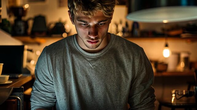 Selective focus. Evening study session by student after classes - Powered by Adobe