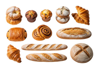 Delicious bakery treats artisan bakery food bright isolated on transparent background