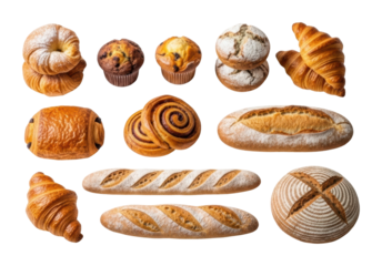Delicious bakery treats artisan bakery food bright isolated on transparent background