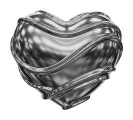 Artistic heart sculpture creative design abstract isolated on transparent background